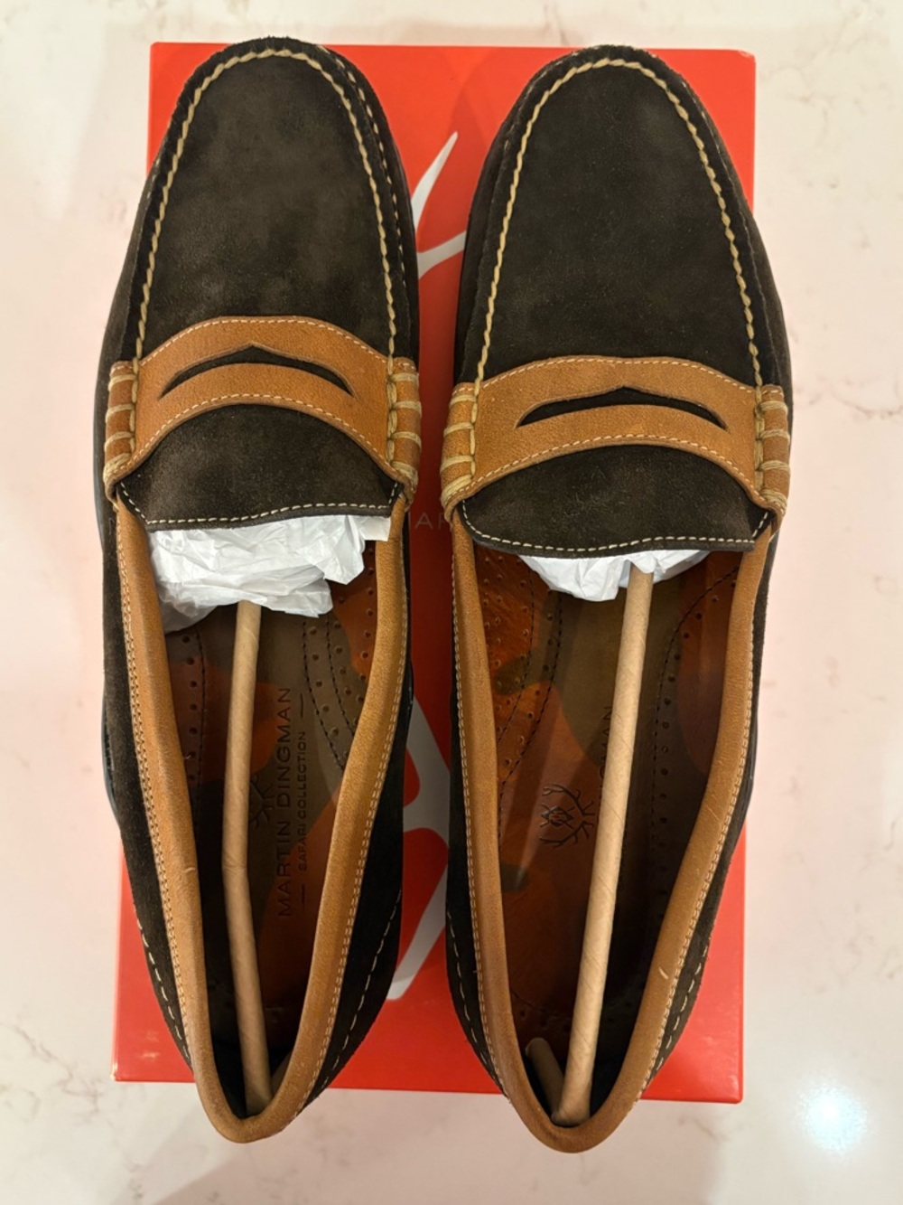 NWT Martin Dingman Bill Safari Penny Loafer. Wild African Kudu Suede. Size 11.5.